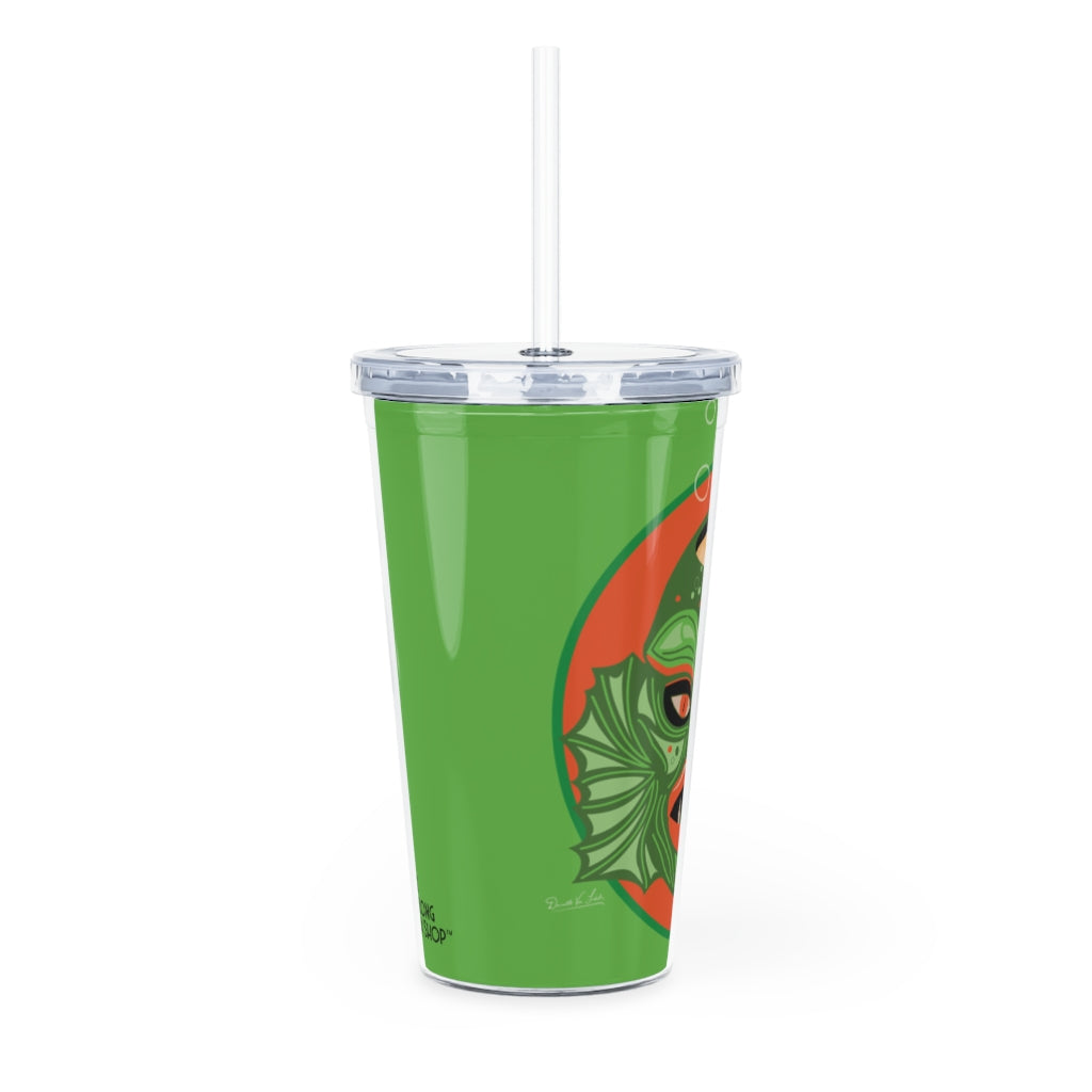Swamp Creature Green Plastic Tumbler with Straw