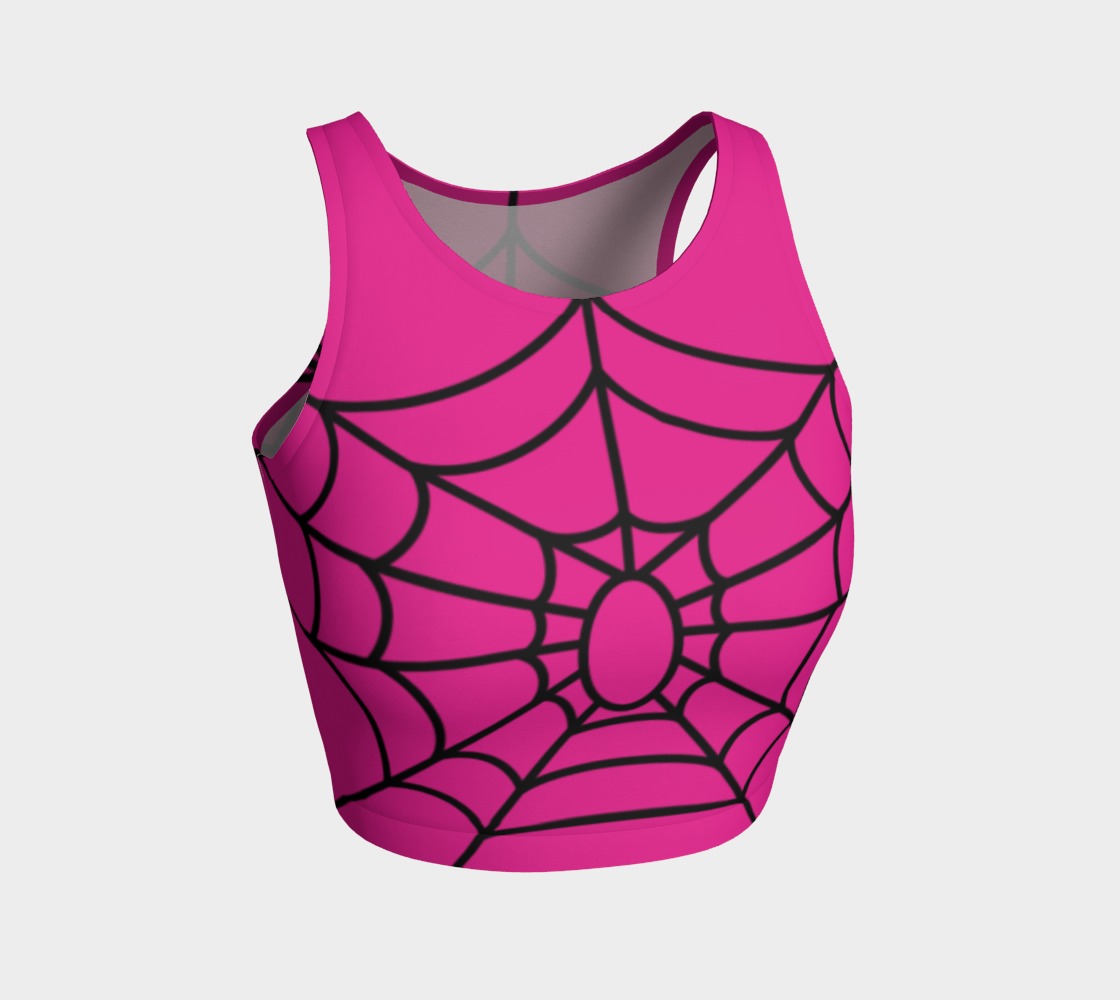 Goth Ghoul Summer Spiderweb Crop Top Pink