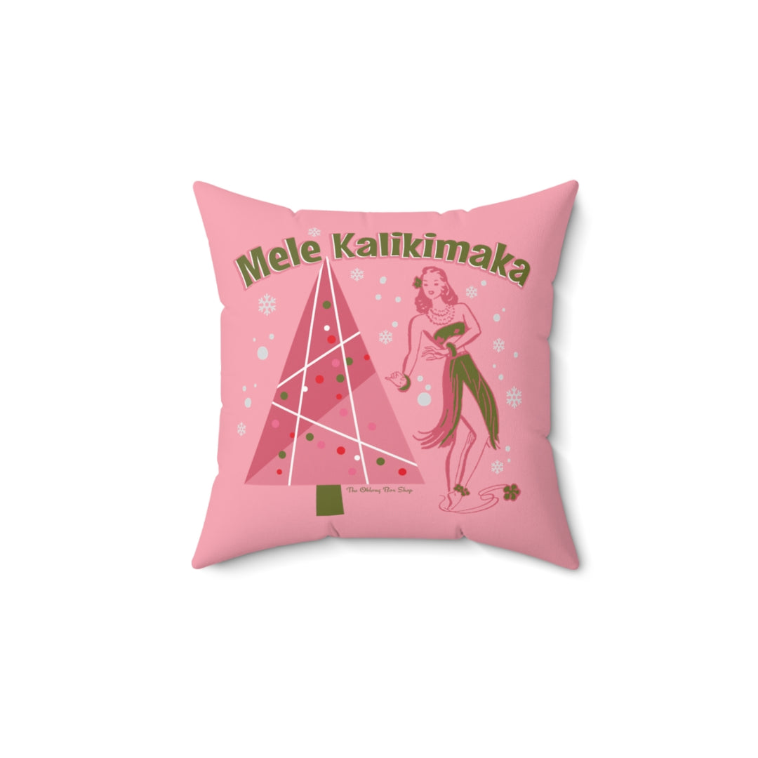 Mele Kalikimaka Throw Pillow Pink