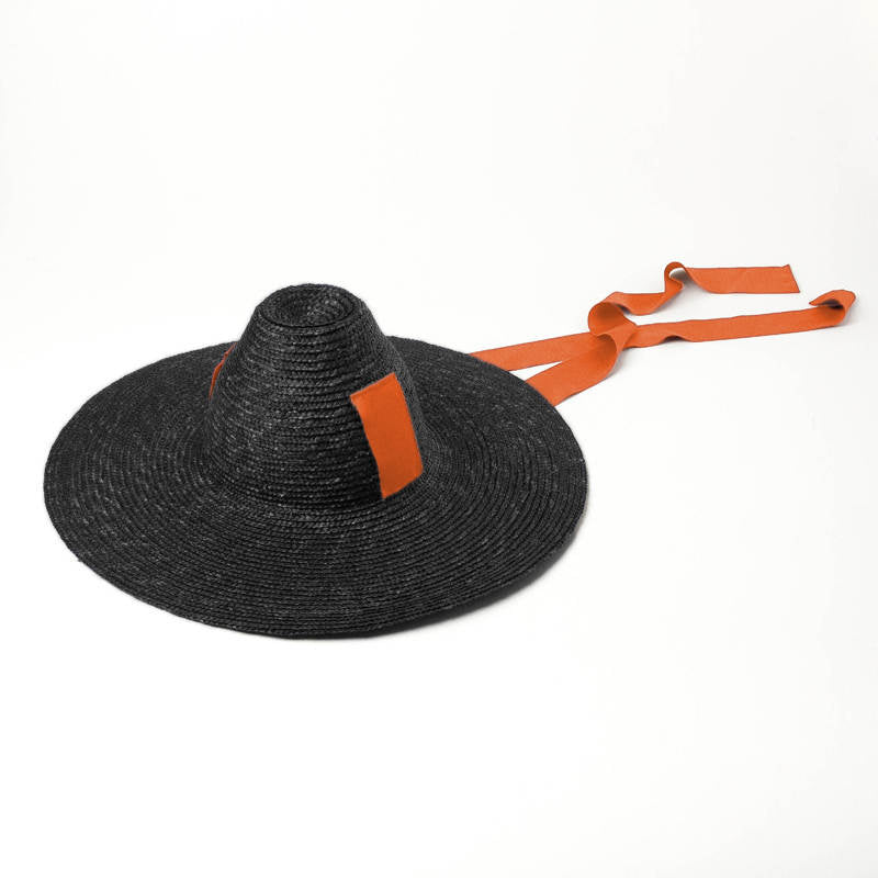 Bewitched Black Straw Hat with Ribbon Tie - PRE-ORDER