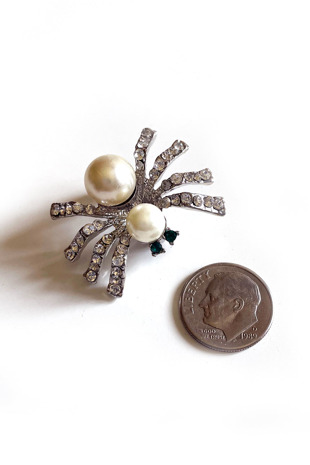 Pearl Spider Rhinestone Brooch