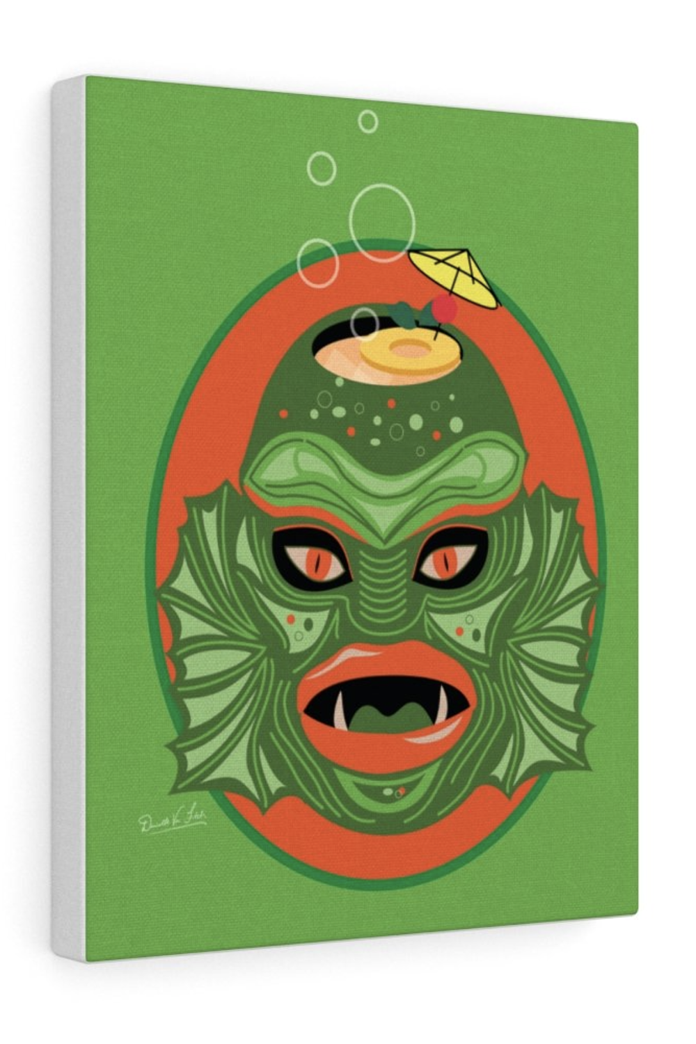 Swamp Creature Tiki Mug Green Canvas Print