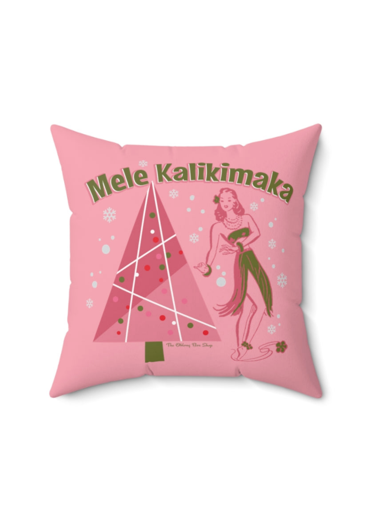 Mele Kalikimaka Throw Pillow Pink