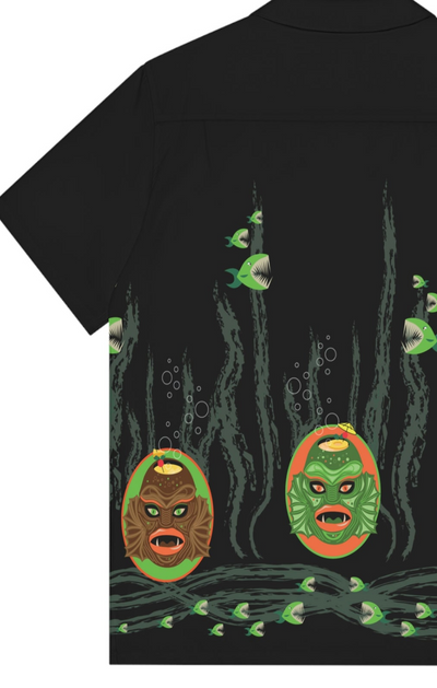 Swamp Creature Tiki Mug Button Down Shirt