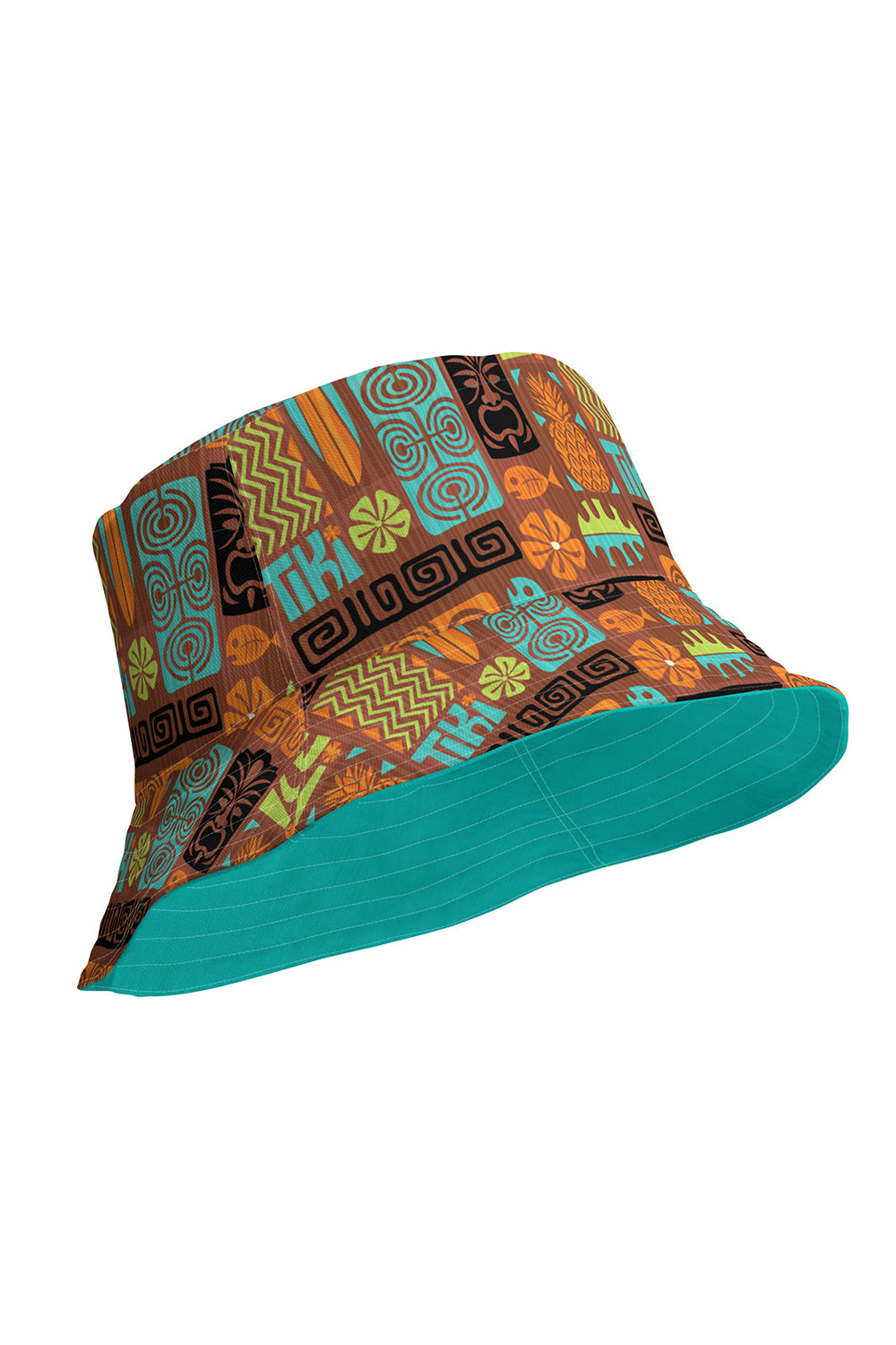 Exotikee of California Reversible Tiki Tapa Print Bucket Hat