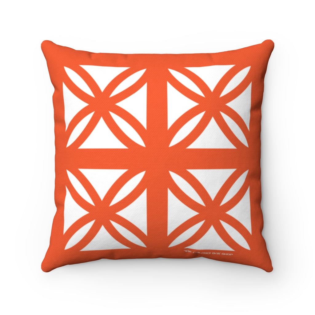 Breeze Block Orange Polyester Square Pillow