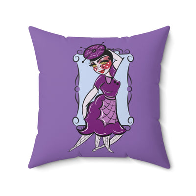 Wendy Web Spider Lady by Coppertop Ink Throw Pillow Purple
