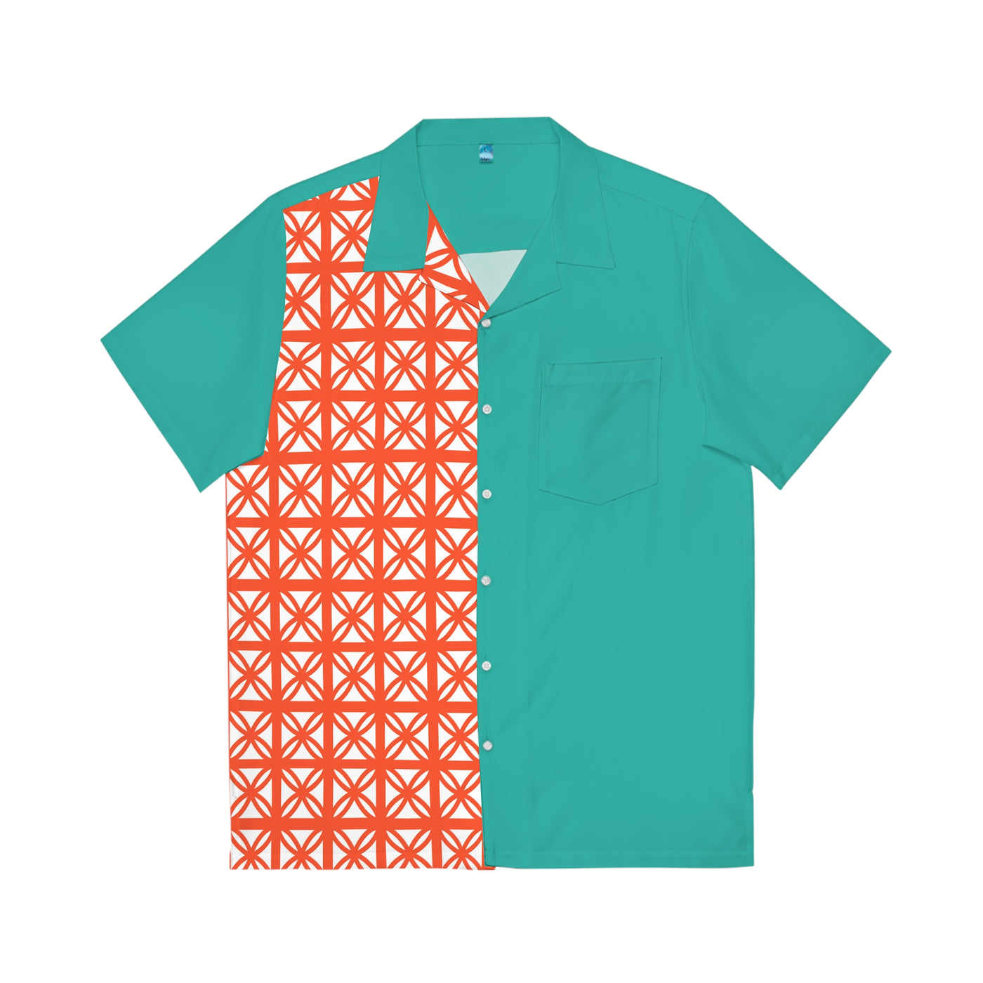 Turquoise and Orange Breeze Block Button Up Shirt