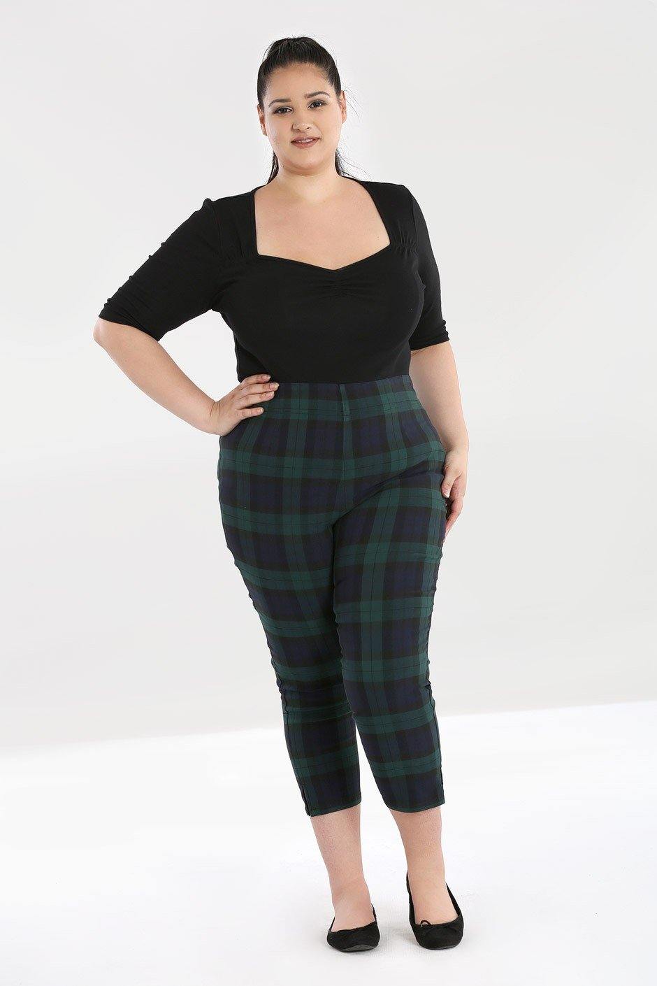 Plaid Vintage Style High Waisted Trousers by Voodoo Vixen - Dark Fashion  Clothing