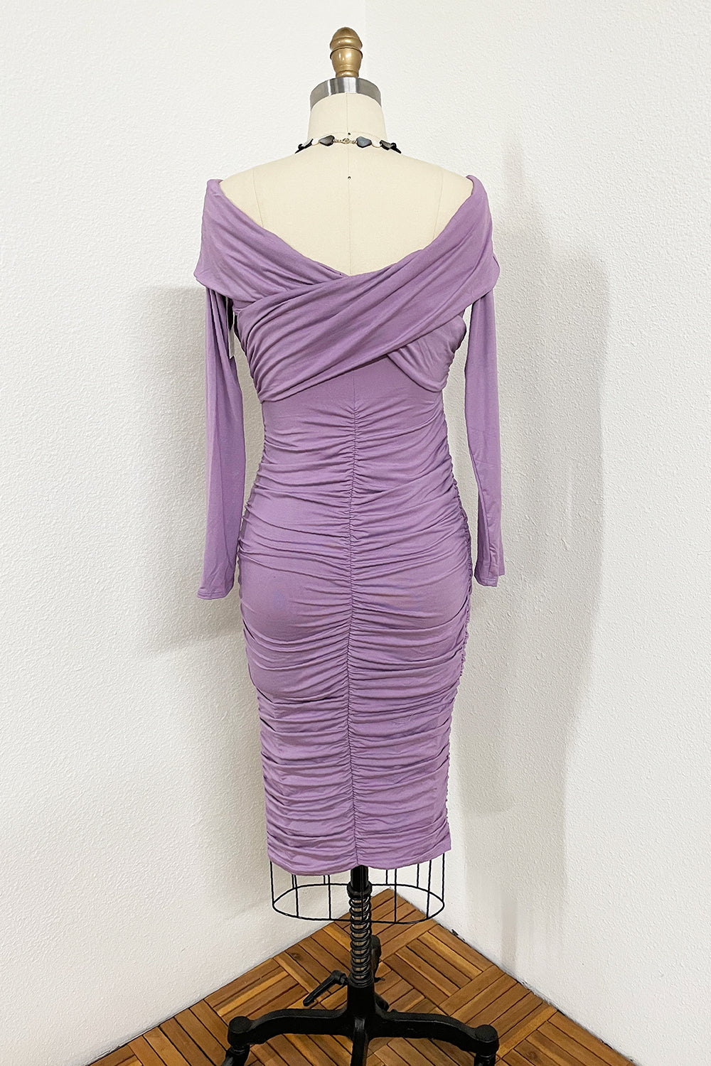 Monique Off Shoulder Wiggle Dress Lavender
