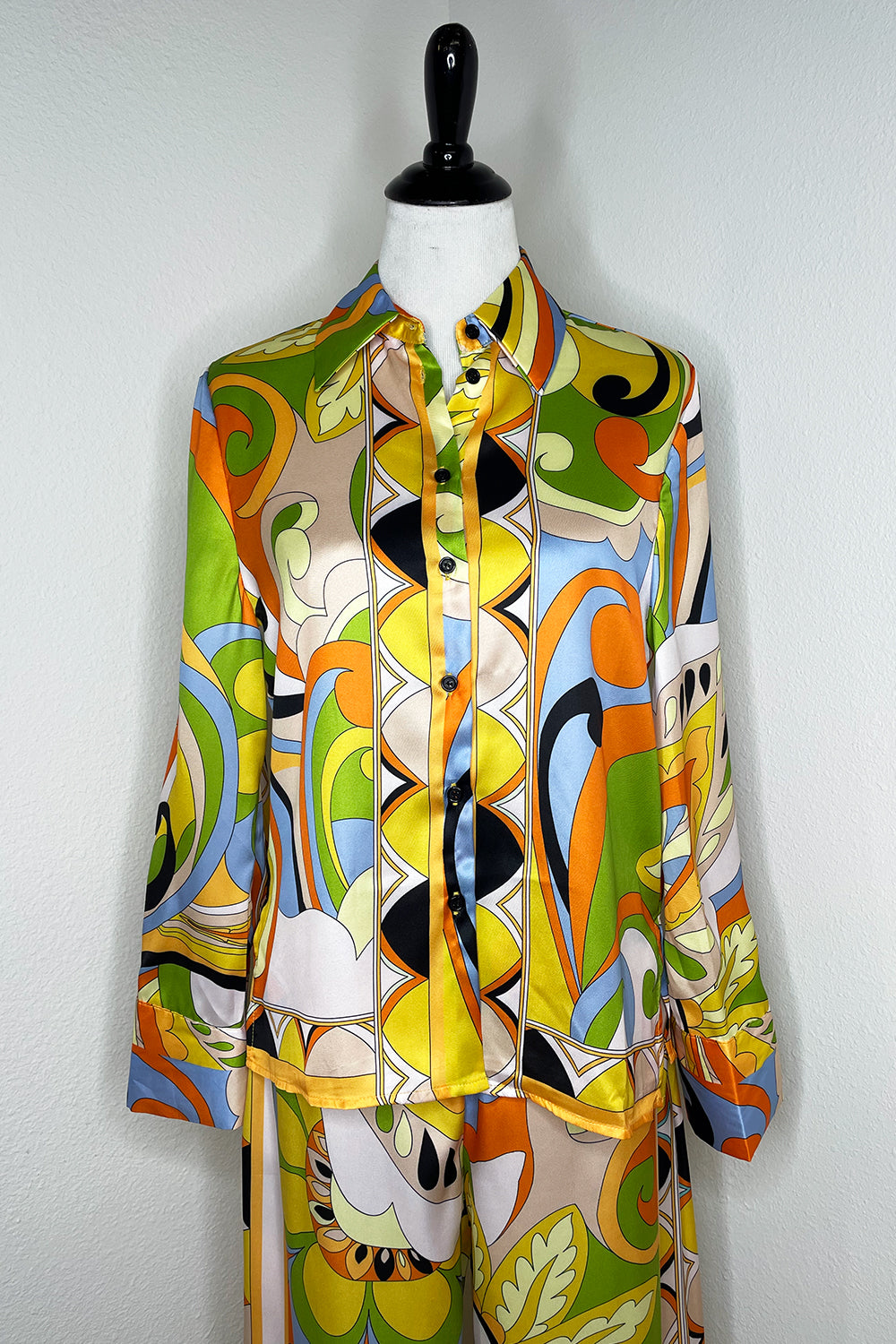 Orange You Glad Pucci Inspired Button Down Lounge Shirt