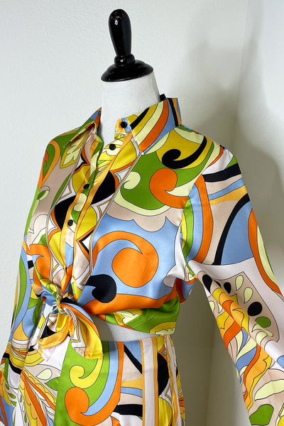 Orange You Glad Pucci Inspired Button Down Lounge Shirt
