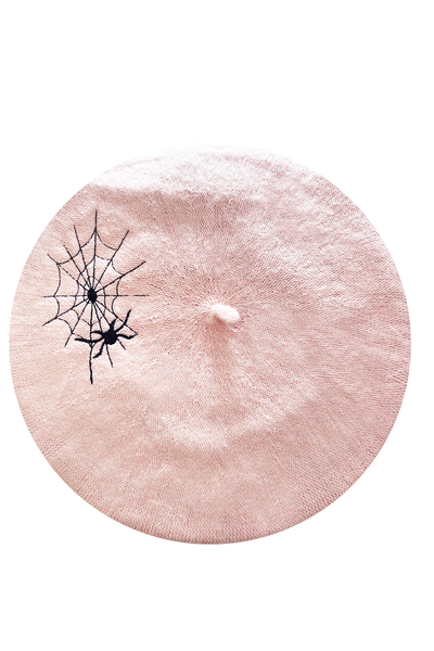 Dearly Departed Baby Pink Spiderweb Beret