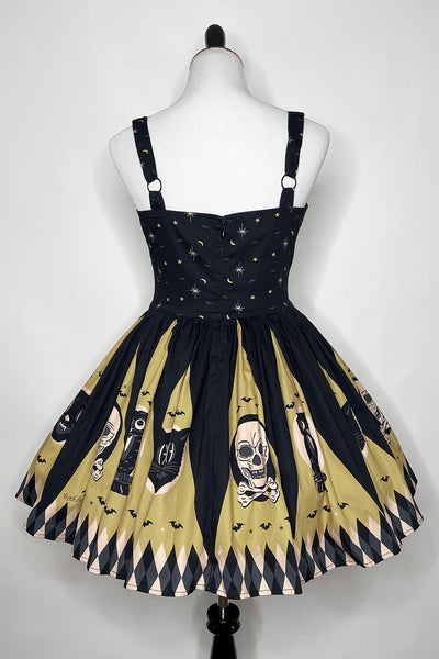 Prudence Dress in Halloween Treat Classic Gold and Grey Print - FINAL SALE