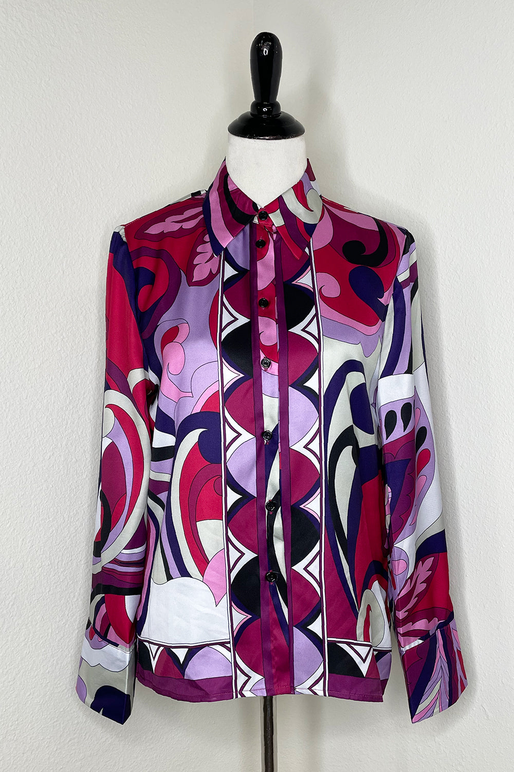 Feeling Groovy in Grape Pucci Inspired Button Down Lounge Shirt