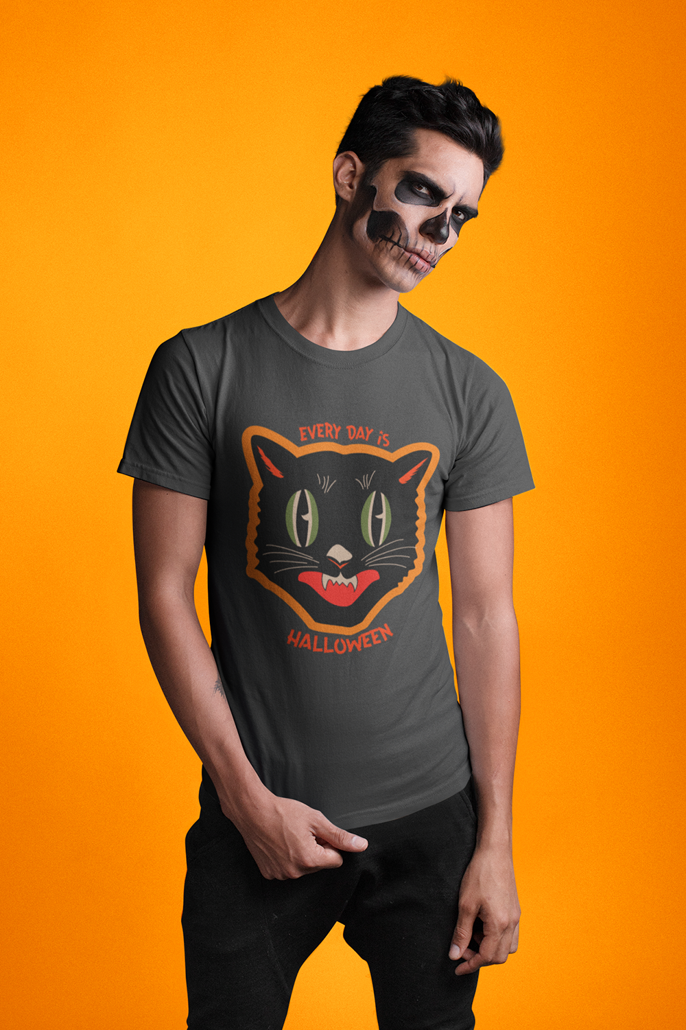 Every Day Is Halloween Cat Face Unisex Jersey Short Sleeve Tee