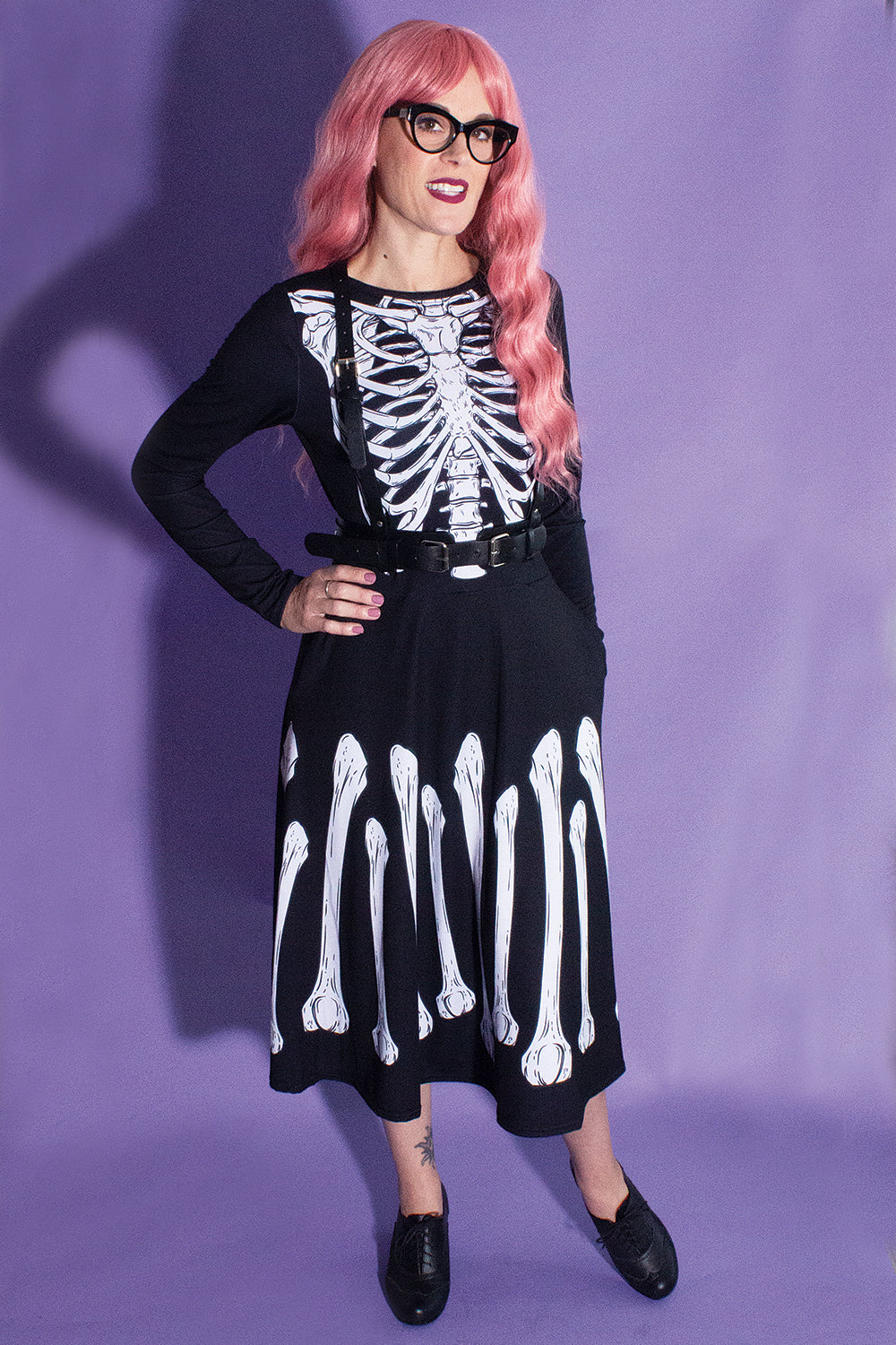 Spooky Skeleton Midi Dress