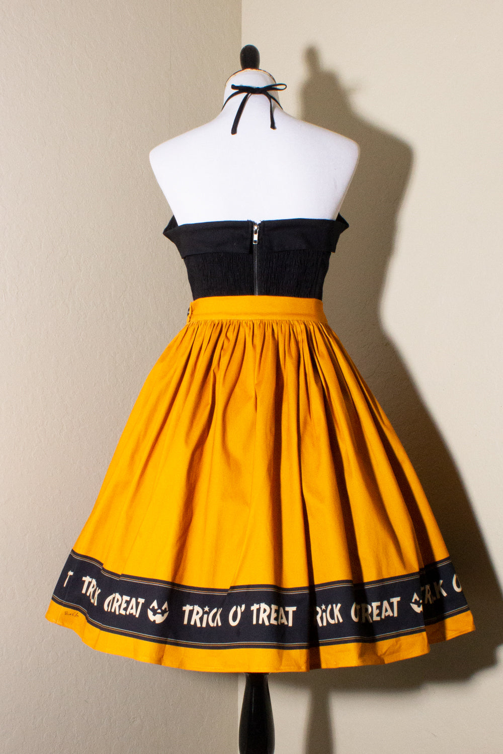 Trick O' Treat Pumpkin Print Gathered Skirt - FINAL SALE
