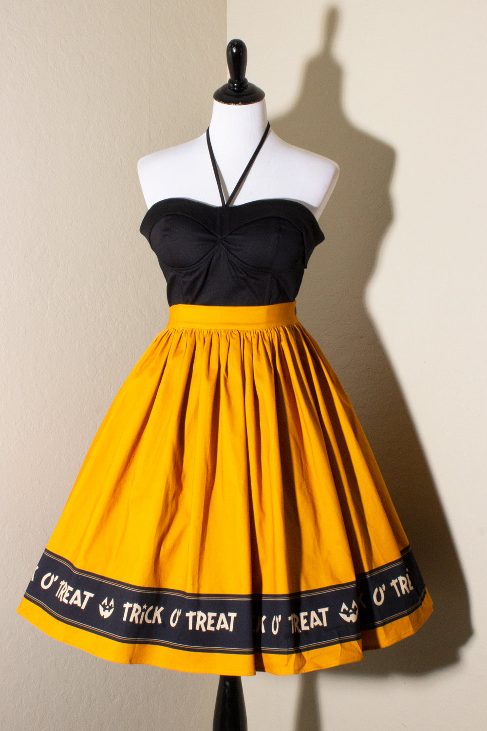 Trick O' Treat Pumpkin Print Gathered Skirt - FINAL SALE